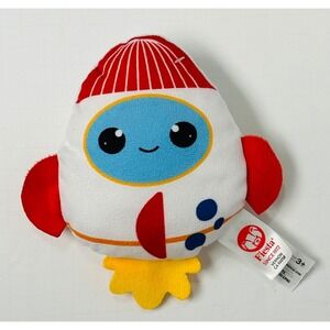 Fiesta Rocket Ship 6" White Red Blue Smiling Space Stuffed Plush Toy 2022